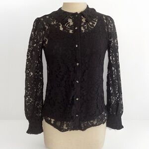 Cable & Gauge whimsy goth, dark fairy black lace blouse with cami. Size XS NWT